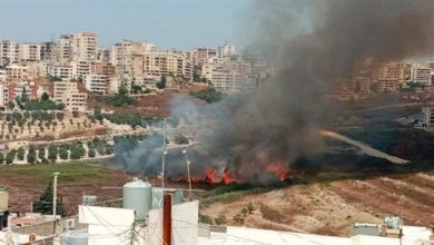 Photo of حريق كبير في محاذاة أوتوستراد الشماع والدخان يغطي سماء المنطقة