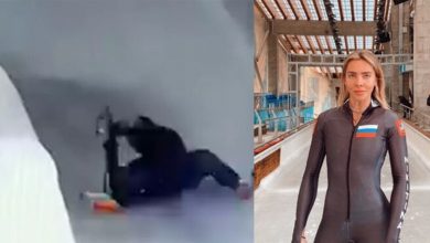 Photo of متزحلقة تسخر من نفسها بعد سقوط مؤلم أثناء التدريب (فيديو)